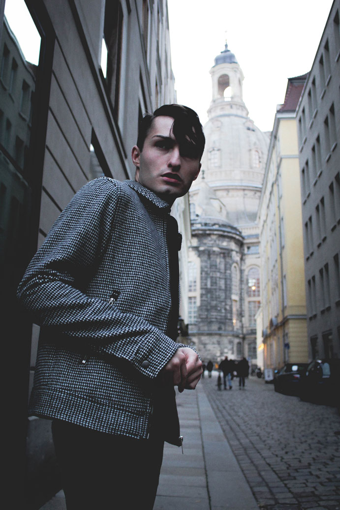 Pepita Muster Jacke im Chanel Look für Männer Fashion Blog Dresden 4