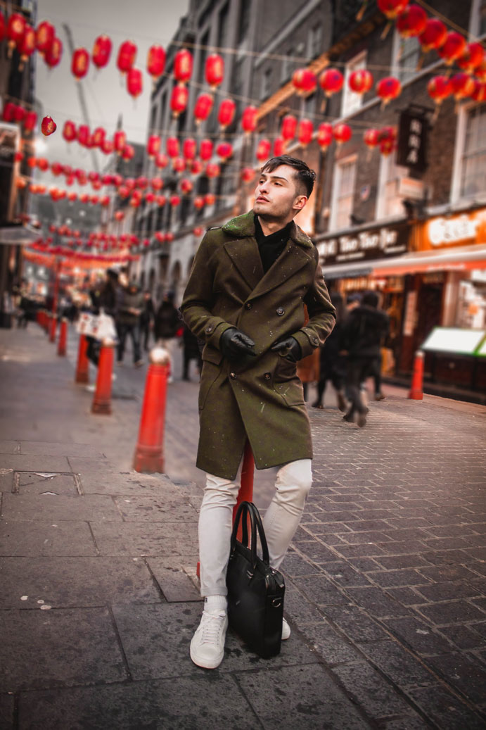 10 Dinge die man in London tun sollte Chinatown Fashion Blog für Männer Mister Matthew Military Mantel 5