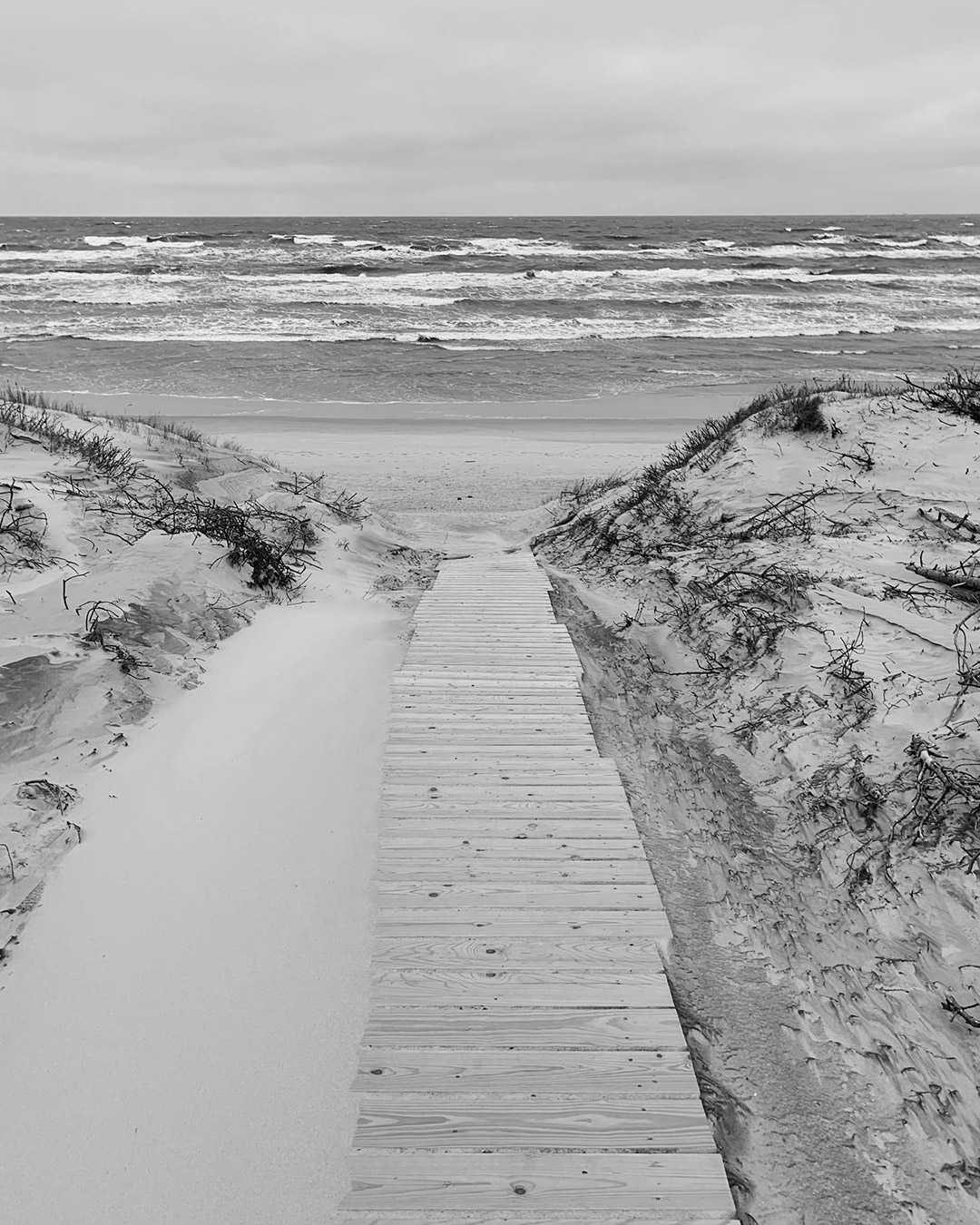 Ostsee Strand in schwarz-weiss fotografiert